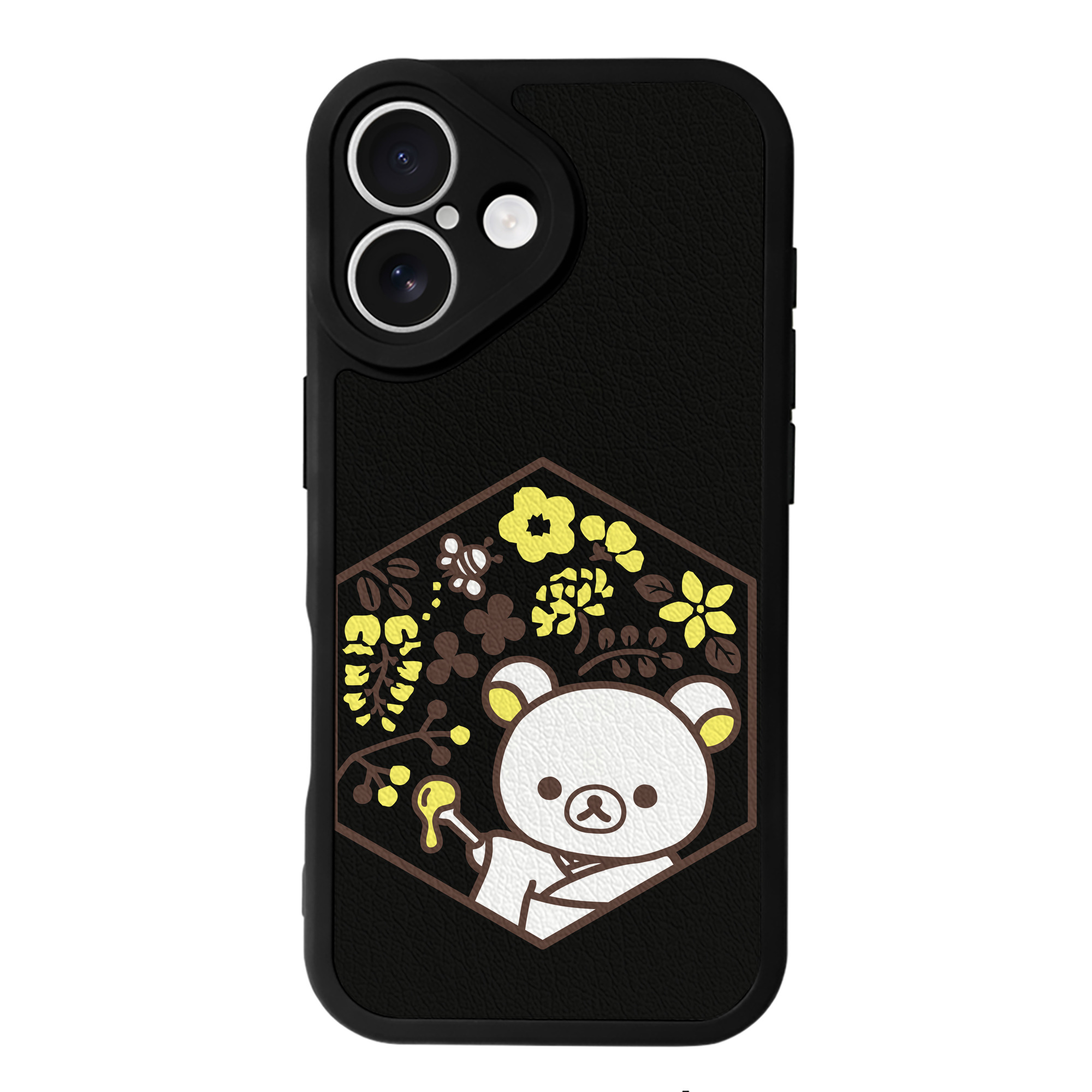 （画像用） リラックマ リラックマ キイロイトリ Rilakkuma Korilakkuma Kiiroitori 【iPhone 16シリーズ対応】シリコンスマホケース（レザー調） 材質：シリコン